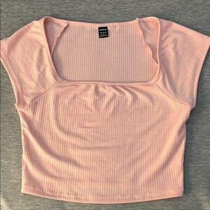 SHEIN Pink Ribbed Crop Blouse